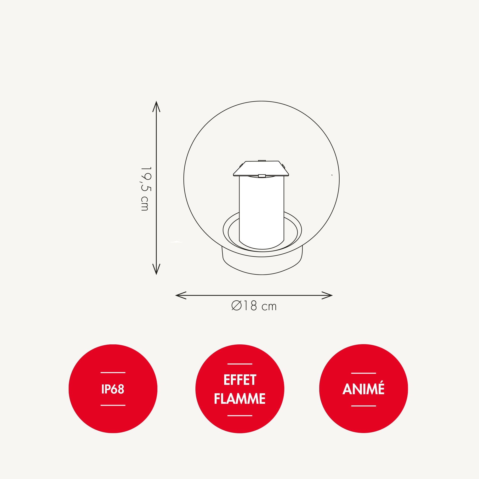 Lampe solaire Buldo effet flamme